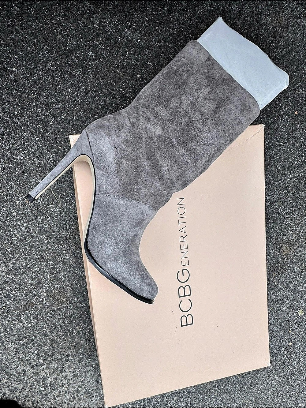 BCBGeneration Gray Pointed-Toe Heels